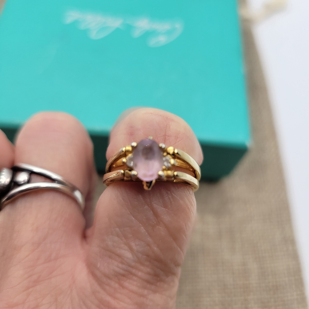 STUNNING VINTAGE LIND AMETHYST FLIP RING SIZE 7 - Picture 3 of 6